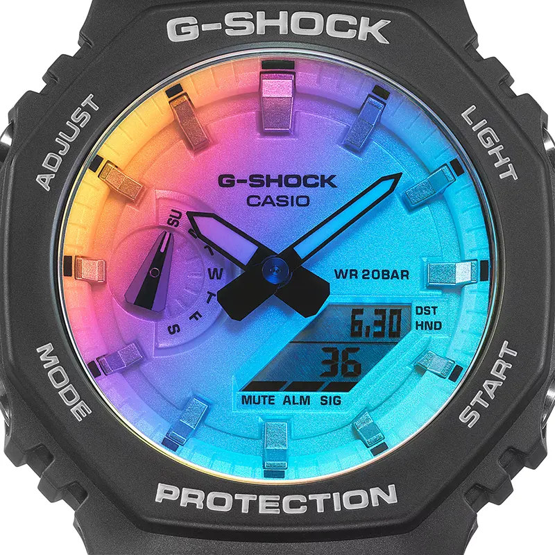 G-Shock Carbon Core Guard Rainbow Gradated Dial Men's Watch- GA-2100SR-1A